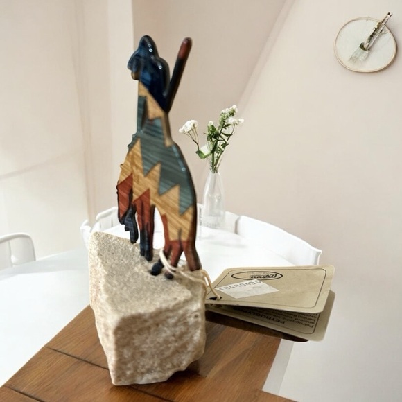 Vintage Lazart Metal Warrior On Sandstone Sculpture Southwestern Art NEW - Picture 3 of 6